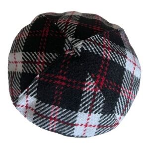 Janie and Jack Red and Black Girls Plaid Fancy Beret Size 4-5